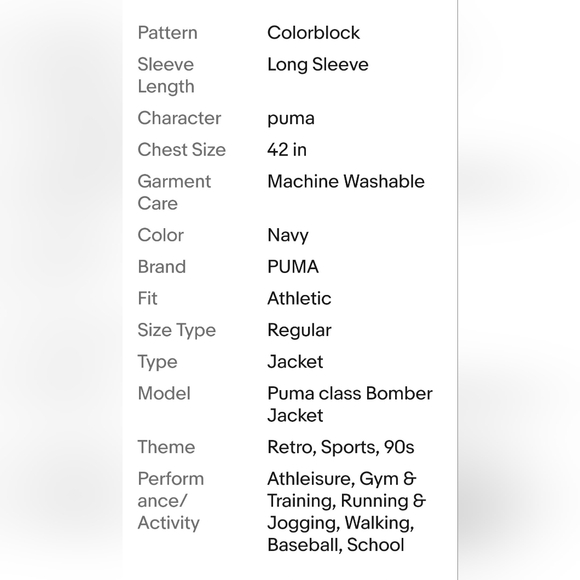 Mens PUMA Lightweight Bomber Jacket Two Tone Navy Size Medium - Picture 16 of 16